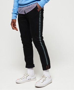 Superdry International Side Stripe Chino Férfi Nadrág Fekete | POJQZ4596